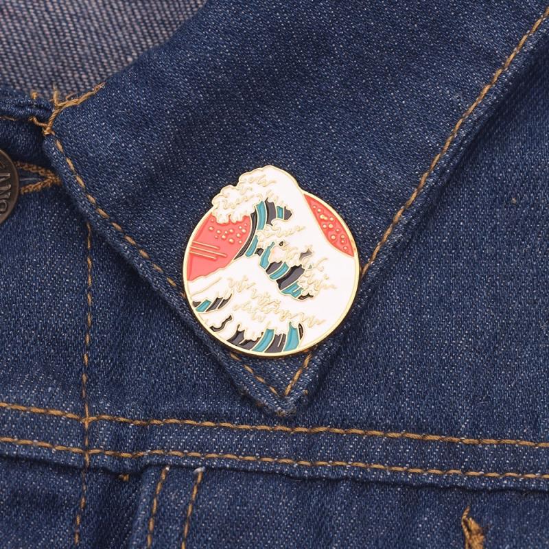 Personality Creative Wave Brooches Accessories Clothing Backpack Jewelry