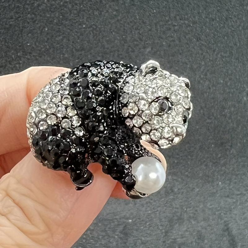 Panda Rhinestone Crystal Brooch Costume Clothes Pin Jewelry Gift