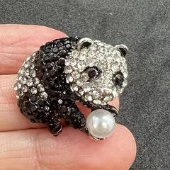 Panda Rhinestone Crystal Brooch Costume Clothes Pin Jewelry Gift