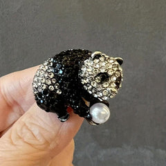 Panda Rhinestone Crystal Brooch Costume Clothes Pin Jewelry Gift