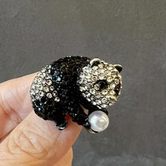 Panda Rhinestone Crystal Brooch Costume Clothes Pin Jewelry Gift