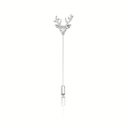 Vintage Elk Head Long Alloy Brooch Men's Suit Collar Pin