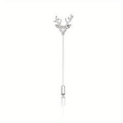 Vintage Elk Head Long Alloy Brooch Men's Suit Collar Pin
