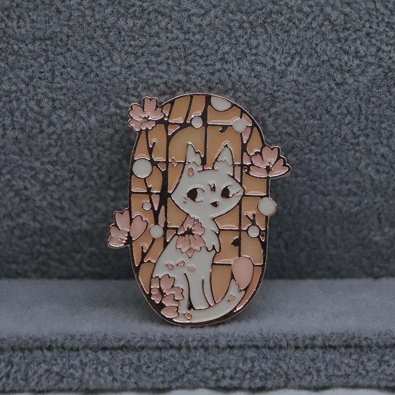 Funny Cartoon Cat Rose Anime Pin for Backpacks