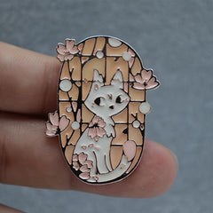 Funny Cartoon Cat Rose Anime Pin for Backpacks