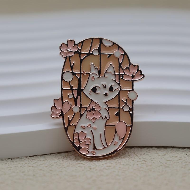 Funny Cartoon Cat Rose Anime Pin for Backpacks