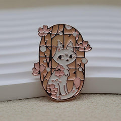 Funny Cartoon Cat Rose Anime Pin for Backpacks