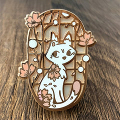 Funny Cartoon Cat Rose Anime Pin for Backpacks