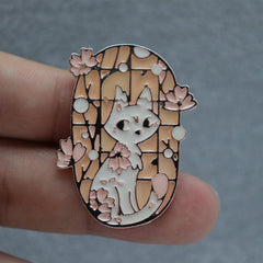 Funny Cartoon Cat Rose Anime Pin for Backpacks