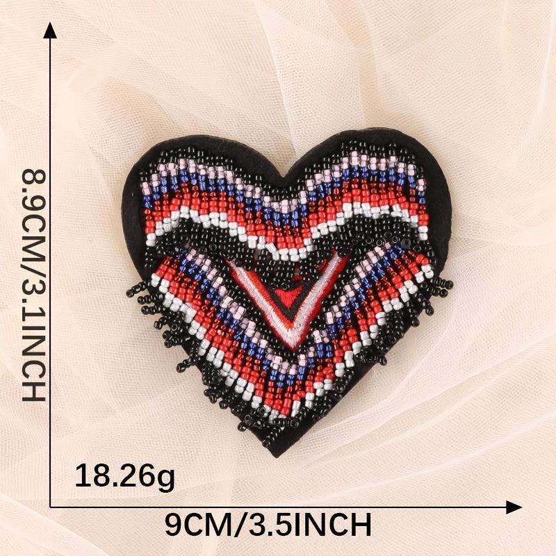 1pc Heart Beaded Embroidery Patches for DIY Clothes Accessories