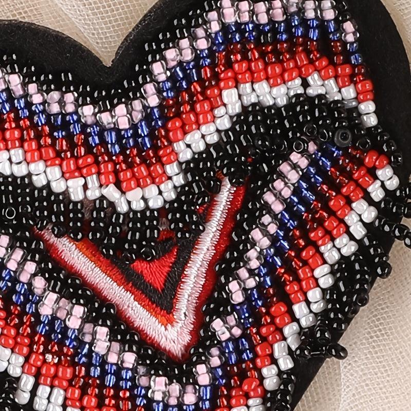 1pc Heart Beaded Embroidery Patches for DIY Clothes Accessories