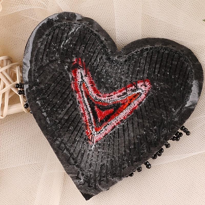 1pc Heart Beaded Embroidery Patches for DIY Clothes Accessories