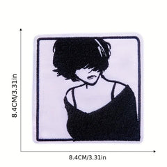 5pcs Girl Embroidered Patches For Men DIY Crafts Projects
