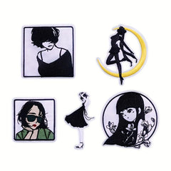 5pcs Girl Embroidered Patches For Men DIY Crafts Projects