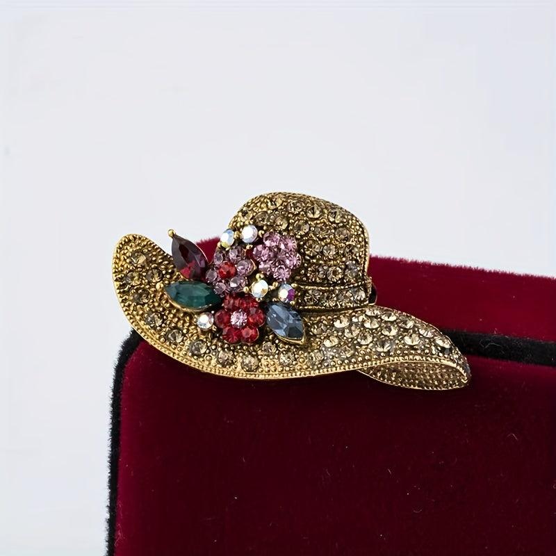 Sun Hat Rhinestone Brooch Wedding Coat Pin