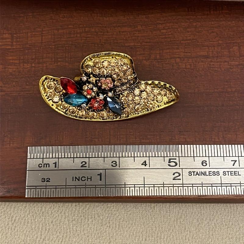 Sun Hat Rhinestone Brooch Wedding Coat Pin