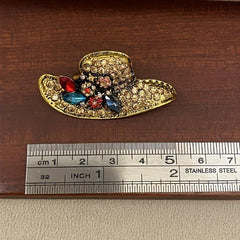 Sun Hat Rhinestone Brooch Wedding Coat Pin