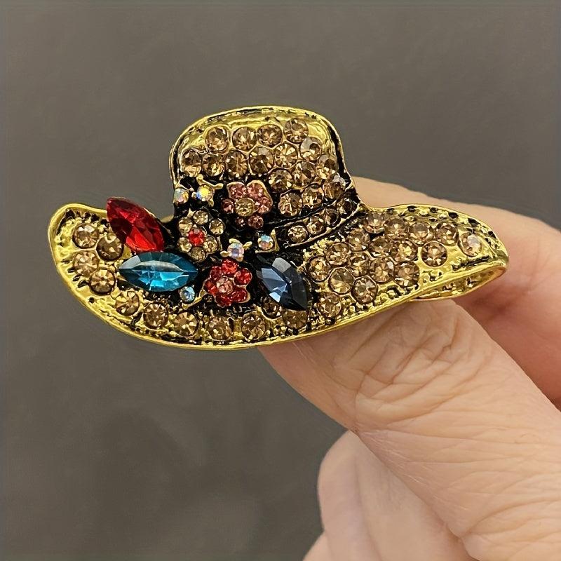Sun Hat Rhinestone Brooch Wedding Coat Pin