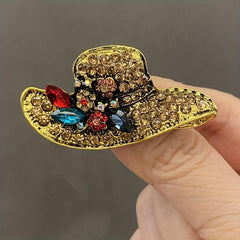 Sun Hat Rhinestone Brooch Wedding Coat Pin