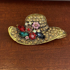Sun Hat Rhinestone Brooch Wedding Coat Pin