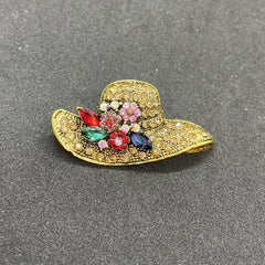 Sun Hat Rhinestone Brooch Wedding Coat Pin