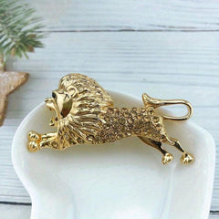 Domineering Lion Chest Pin with Artificial Diamond Clothing Brooch
