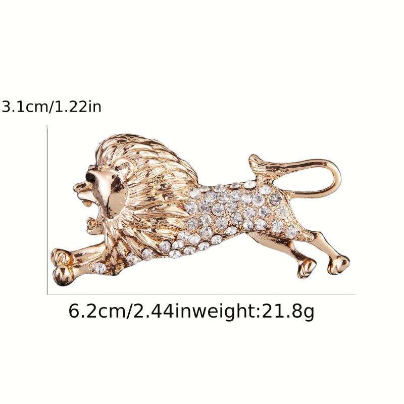 Domineering Lion Chest Pin with Artificial Diamond Clothing Brooch