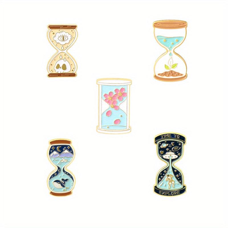 Hourglass Shape Paint Metal Badge Lapel Pin