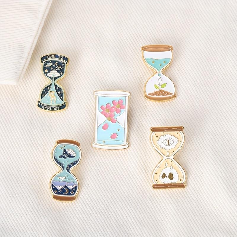 Hourglass Shape Paint Metal Badge Lapel Pin