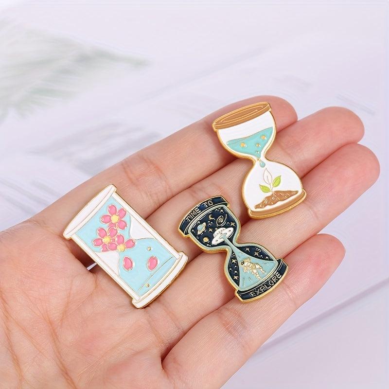 Hourglass Shape Paint Metal Badge Lapel Pin