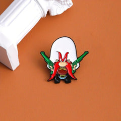 Red Long Beard Hunter Brooch Punk Lapel Pin Accessories