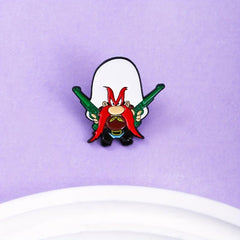 Red Long Beard Hunter Brooch Punk Lapel Pin Accessories