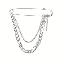 Classic Tassel Chain Pin Brooch Punk Hip Hop Jewelry