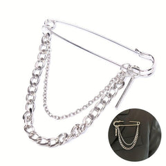 Classic Tassel Chain Pin Brooch Punk Hip Hop Jewelry