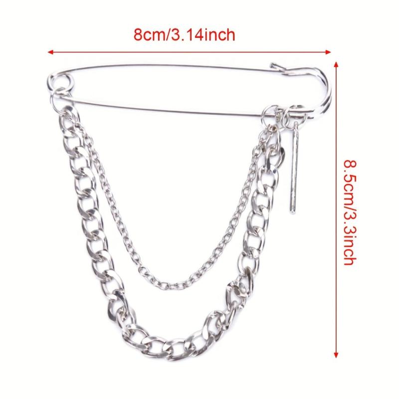 Classic Tassel Chain Pin Brooch Punk Hip Hop Jewelry