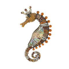 Vintage Shell Rhinestone Seahorse Enamel Pins Badges Classic Sea Animal