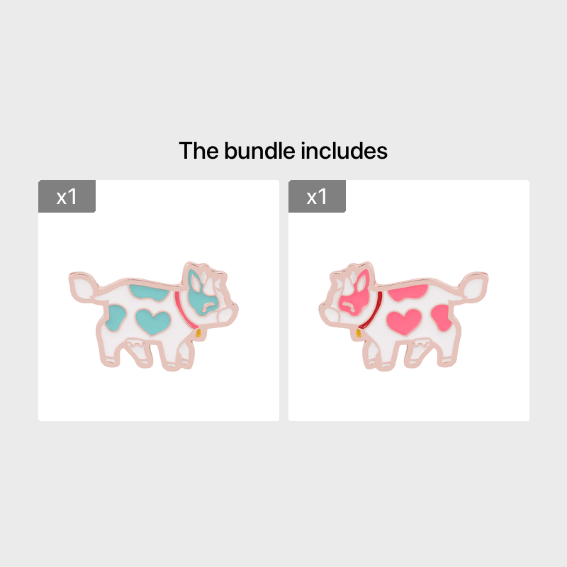 Creative Pink Cow Brooch Cartoon Animal Series Pins