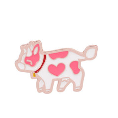 Creative Pink Cow Brooch Cartoon Animal Series Pins