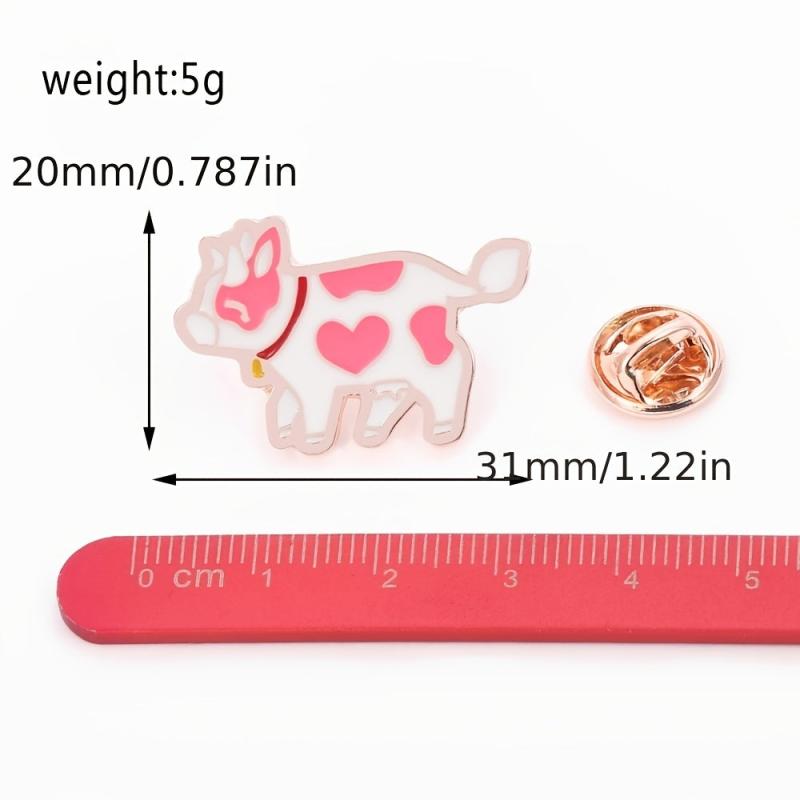 Creative Pink Cow Brooch Cartoon Animal Series Pins