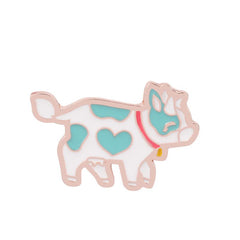 Creative Pink Cow Brooch Cartoon Animal Series Pins