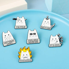 Sarcastic Cats Enamel Lapel Pins Funny Brooch