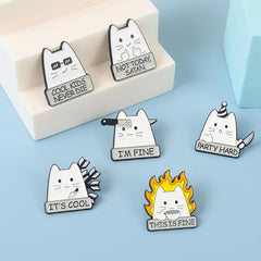 Sarcastic Cats Enamel Lapel Pins Funny Brooch