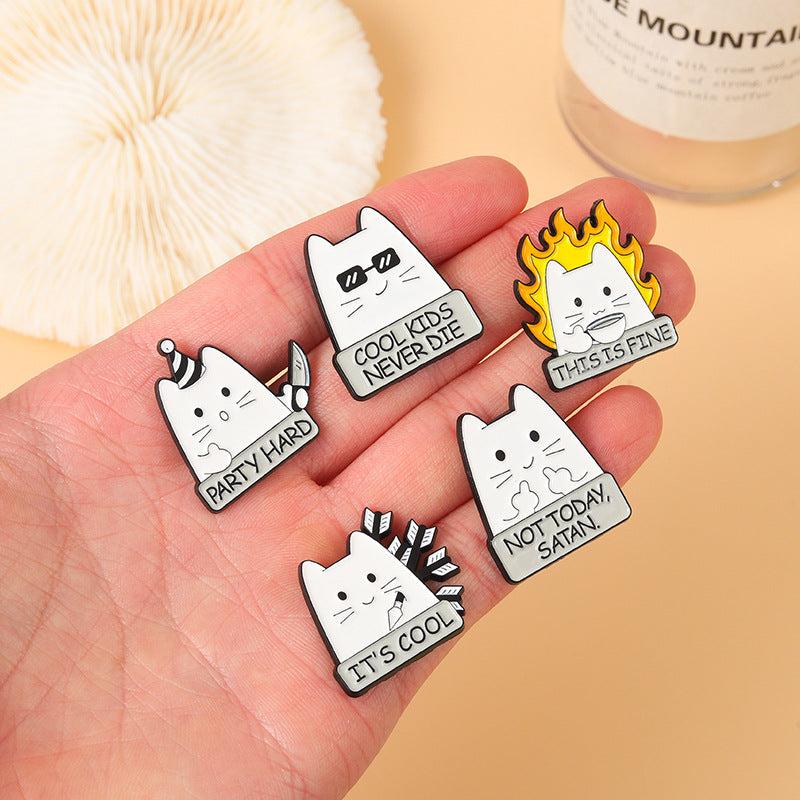Sarcastic Cats Enamel Lapel Pins Funny Brooch