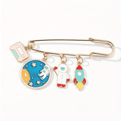 Spaceman Astronaut Clothes Pin Creative Cartoon Rainbow Pony Butterfly Brooch