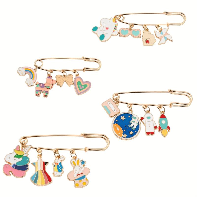 Spaceman Astronaut Clothes Pin Creative Cartoon Rainbow Pony Butterfly Brooch