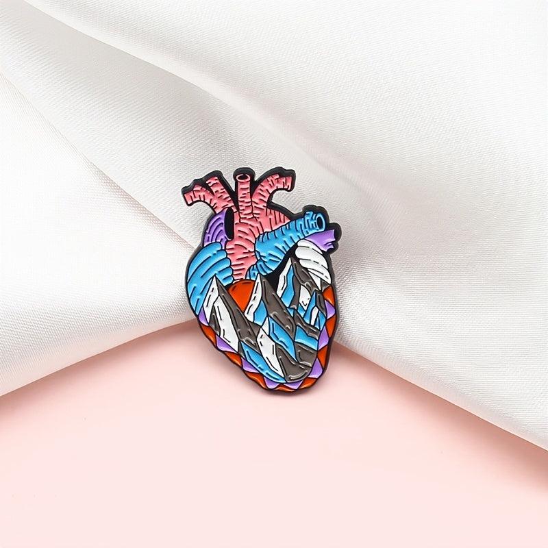 Ice Mountain Heart Men's Brooch