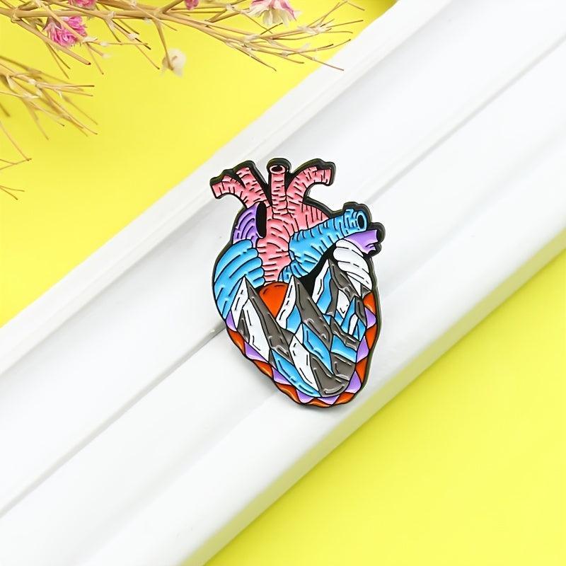 Ice Mountain Heart Men's Brooch