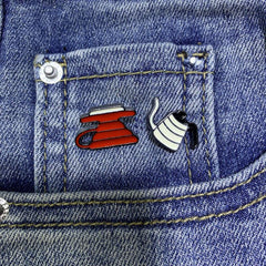 Funky Creative Coffee Series Brooch Pins Cartoon Pin Clothes Bag Accessories