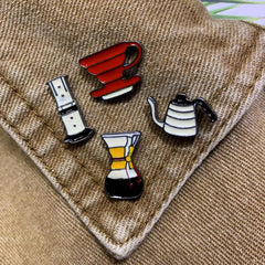 Funky Creative Coffee Series Brooch Pins Cartoon Pin Clothes Bag Accessories
