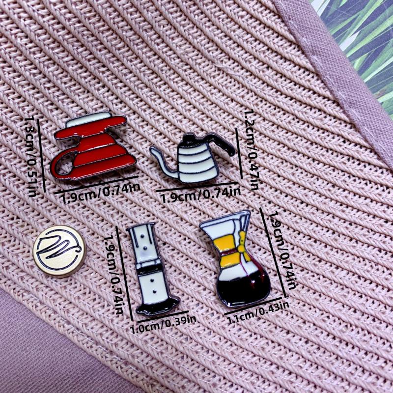 Funky Creative Coffee Series Brooch Pins Cartoon Pin Clothes Bag Accessories